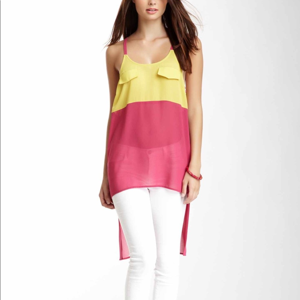 Sheer hi-lo top